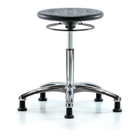 E Com Blue Ridge Ergonomics Cleanroom Stool with Glides - Medium Bench Height - Black CLR-IPMBSO-CR-NF-RG-BLK